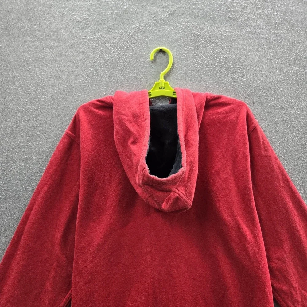 The North Face Men Hoodie L Red Fleece Logo‎ Activewear Zipper Long Sleeve